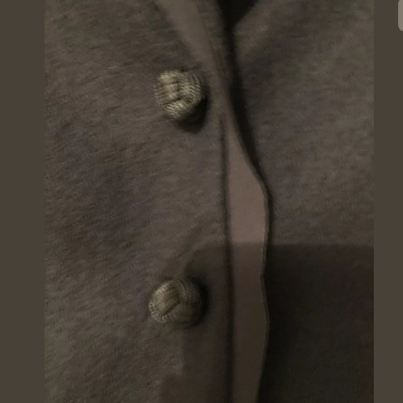 J Jill Wool Blazer Jacket Black Chiffan Trim Snap - Picture 2 of 7